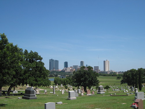 View from Oakwood Cemetery looking over the Trinity River into downtown Ft. Worth by fables98