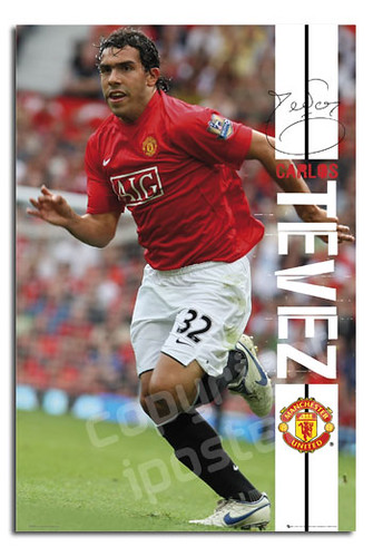 Carlos Tevez Manchester United FC 07/08 Official Poster