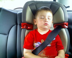asleep in the new booster seat