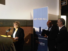 Jean Canfield at the opening reception for The Art Gallery At City Hall