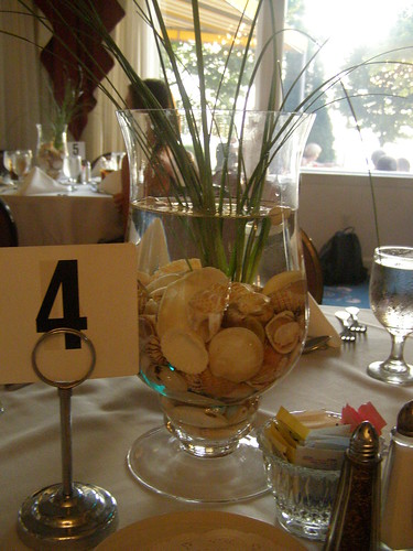 Centerpiece and sand dollar placecards