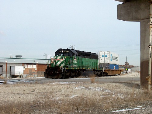 A BNSF Railway one car transfer train on a hold order. Corwith Yard. Chicago Illinois. January 2007. by Eddie from Chicago