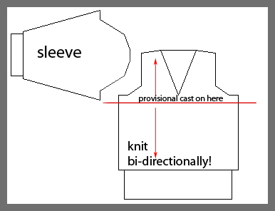 V-neck knit bi-directionally!