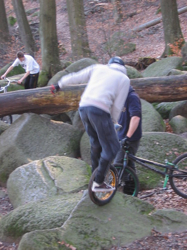 A unicyclist on the boulders!