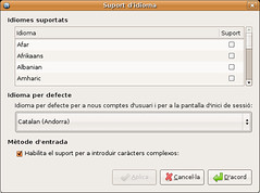 Diàleg de configuració d'idioma a Ubuntu
