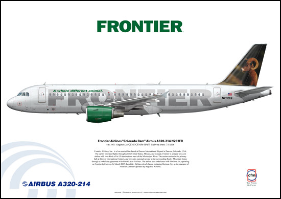 Frontier Airlines "Colorado Ram" Airbus A320-214 N202FR