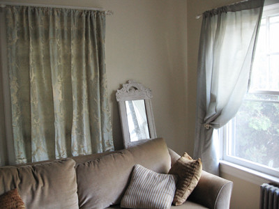 Corner with two curtains