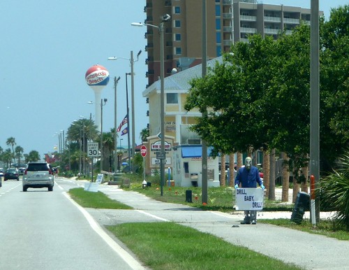 Gas Mask clad protester - Pensacola Beach