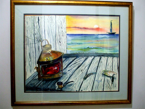Riverboat Lantern - Watercolor by rdavidschwartz