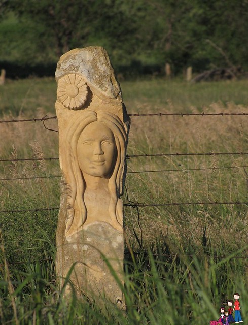 Carved Limestone Fence Post
