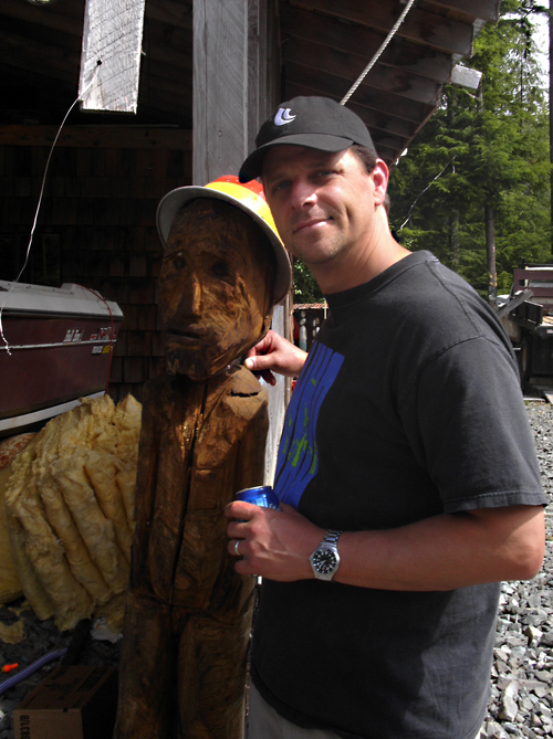 Scott with wood sculpture