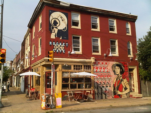 Rocket Cat Cafe and Shepard Fairey mural