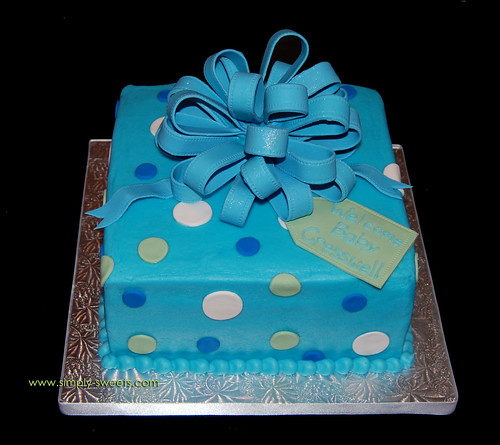 Baby Cresswell blue package cake