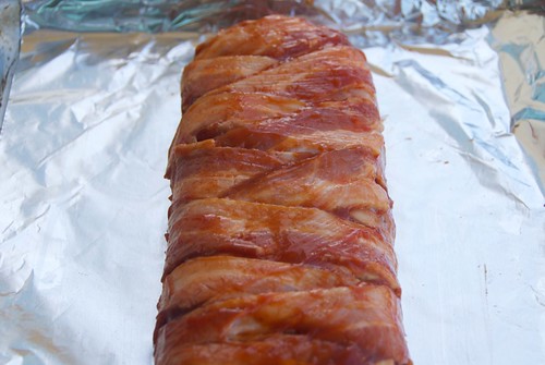 bacon wrapped meatloaf, uncooked