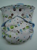 MEDIUM LONG Kumquat Blue Dotty Owl Knit/Velour Fitted Diaper with Flap-style Quick Dry Soaker