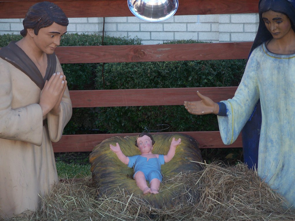 Our local nativity scene with baby Jesus