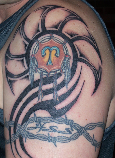 Tribal zodiac tattoo. Tatto by Ian Heyde of Dalmeny NSW
