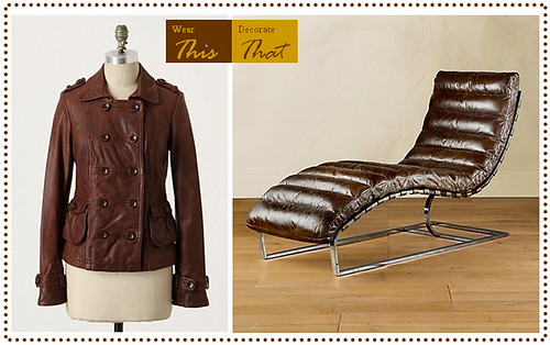 Brown Leather coat and chaise
