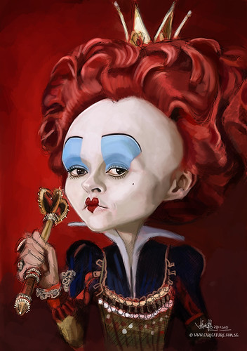 digital caricature of Helena Bonham Carter as The Red Queen - 2