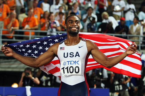 IAAF.org - Tyson Gay, USA, won Gold medal in 100m race in 9.85, August 26, 2007 and 200m gold medal in 19.76 setting a new championship record, August 30, 2007