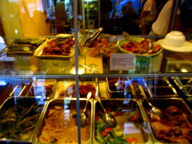 Padang food on display in Ubud