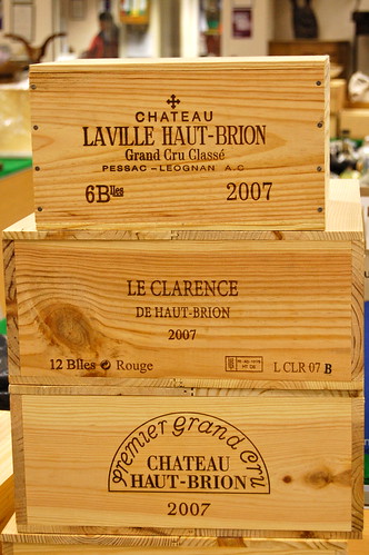 Cases of Chateau Haut-Brion Premier Grand Cru 2007 (est £2,000 per case), Chateau Laville Haut-Brion 2007 (£1,500 per half case) and Le Clarence De Haut-Brion 2007 (£500 per case)