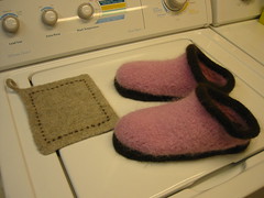 Felted Clogs and Potholder