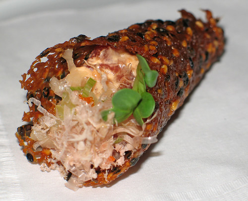Spicy Tuna Tartare in a Sesame-Miso Tuile Cone