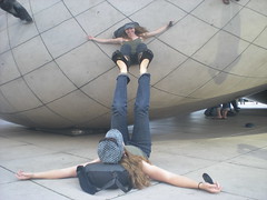Clare Holding up Cloud Gate
