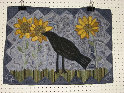 Hooked Rug: Rustic Crow