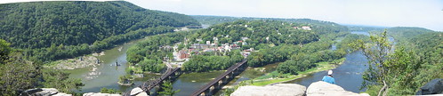 Panorama of Harpers Ferry from Overlook Cliffs, Maryland Heights Trail