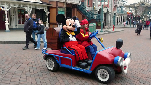 Mickey takes his morning drive around Town Square!