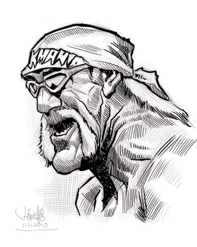 digital caricature sketch of Hulk Hogan - 2 small