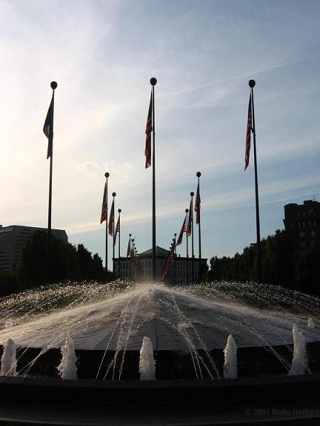 Fountain and Flags