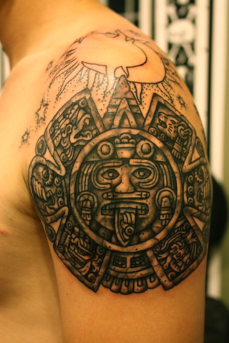 aztec calendar tattoo by Hubba Hubba Tattoo
