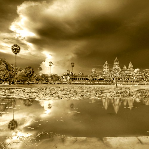 Evening Night Bathing Angkor Wat under Impending Storm