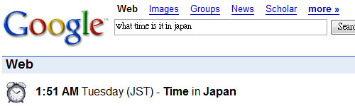 Google Search (what time is it in japan)