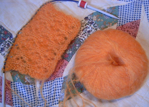 Orange Mohair - Lace Scarf