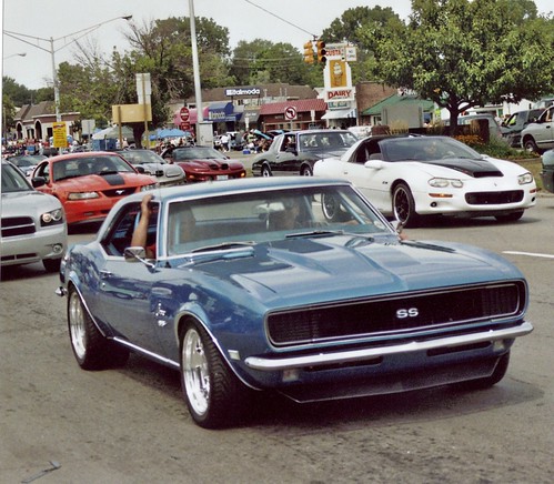 A blue 1968 Chevy Camaro