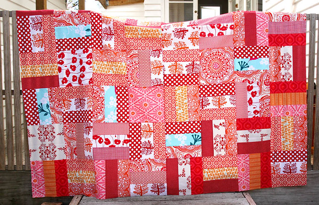 Red quilt top