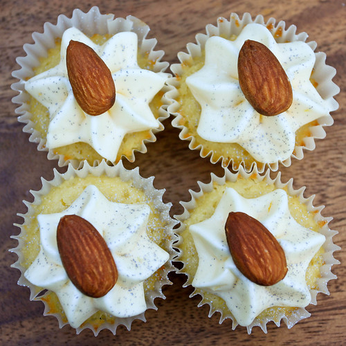 almond-orange cupcakes with citrus cream cheese frosting