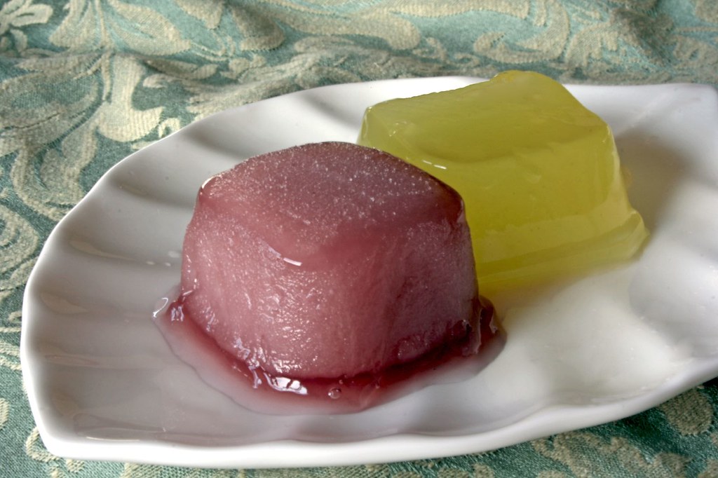 Pione Sherbet (grape; frozen) and Muscat Sherbet (not frozen)