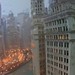 Panoramic of downtown Chicago during storm