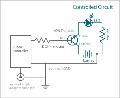 Using an NPN transistor with a microcontroller