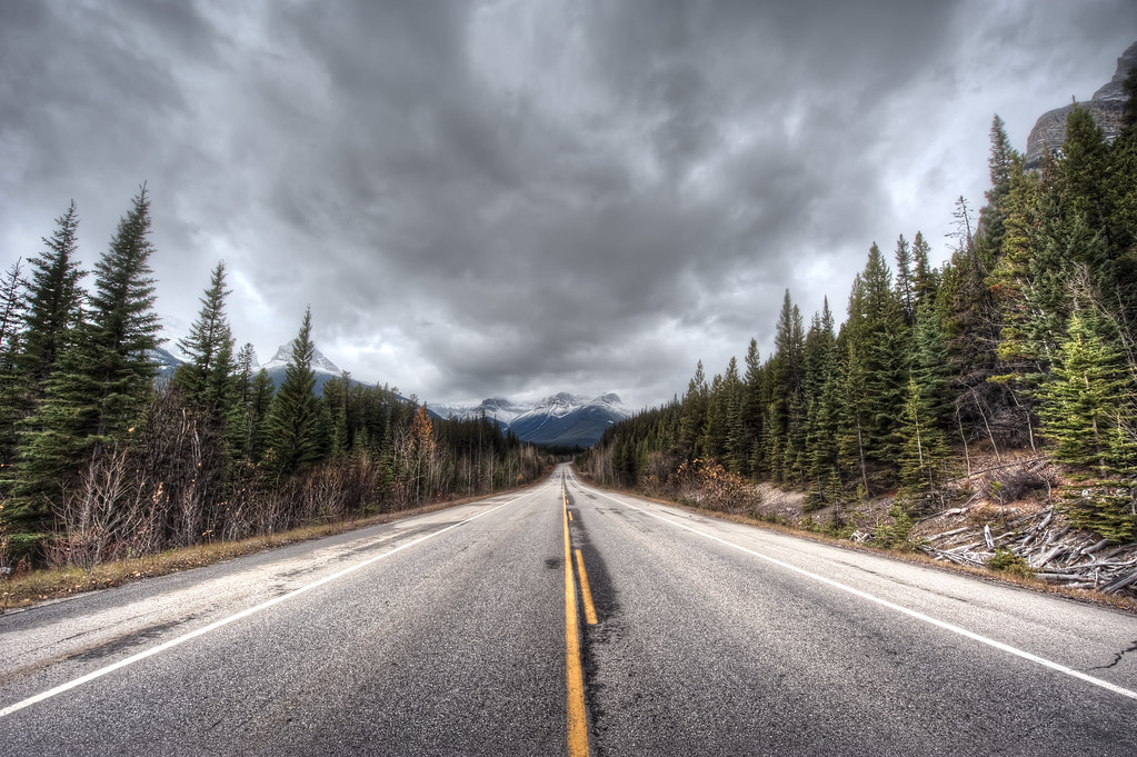 The open road in Banff National Park.