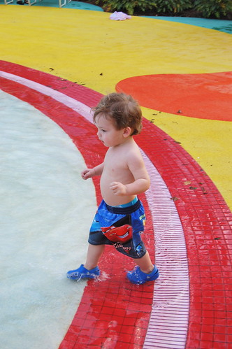 Ty walking into the baby pool