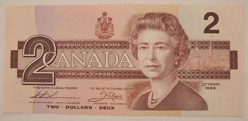 canadian 2 dollar bill back. Canada 1986 Two Dollar