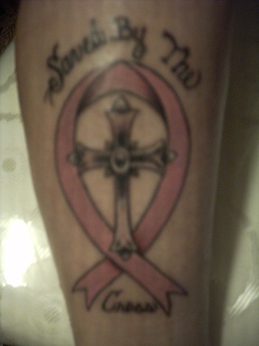 cancer ribbon cross tattoos. the crossquot; tattoo on right