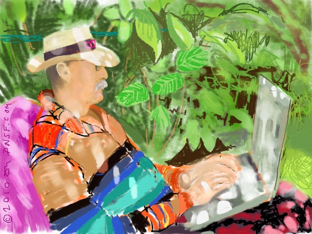iPad Portrait of Howard Rheingold at Work in His Garden: "Welcome to My World"