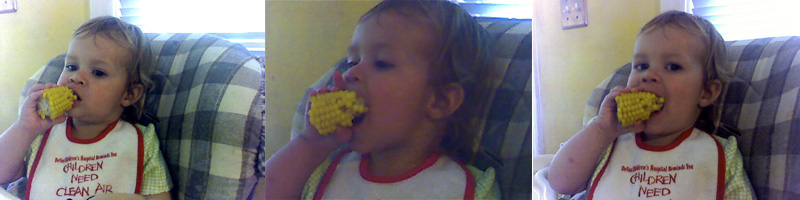Eating a corn cob